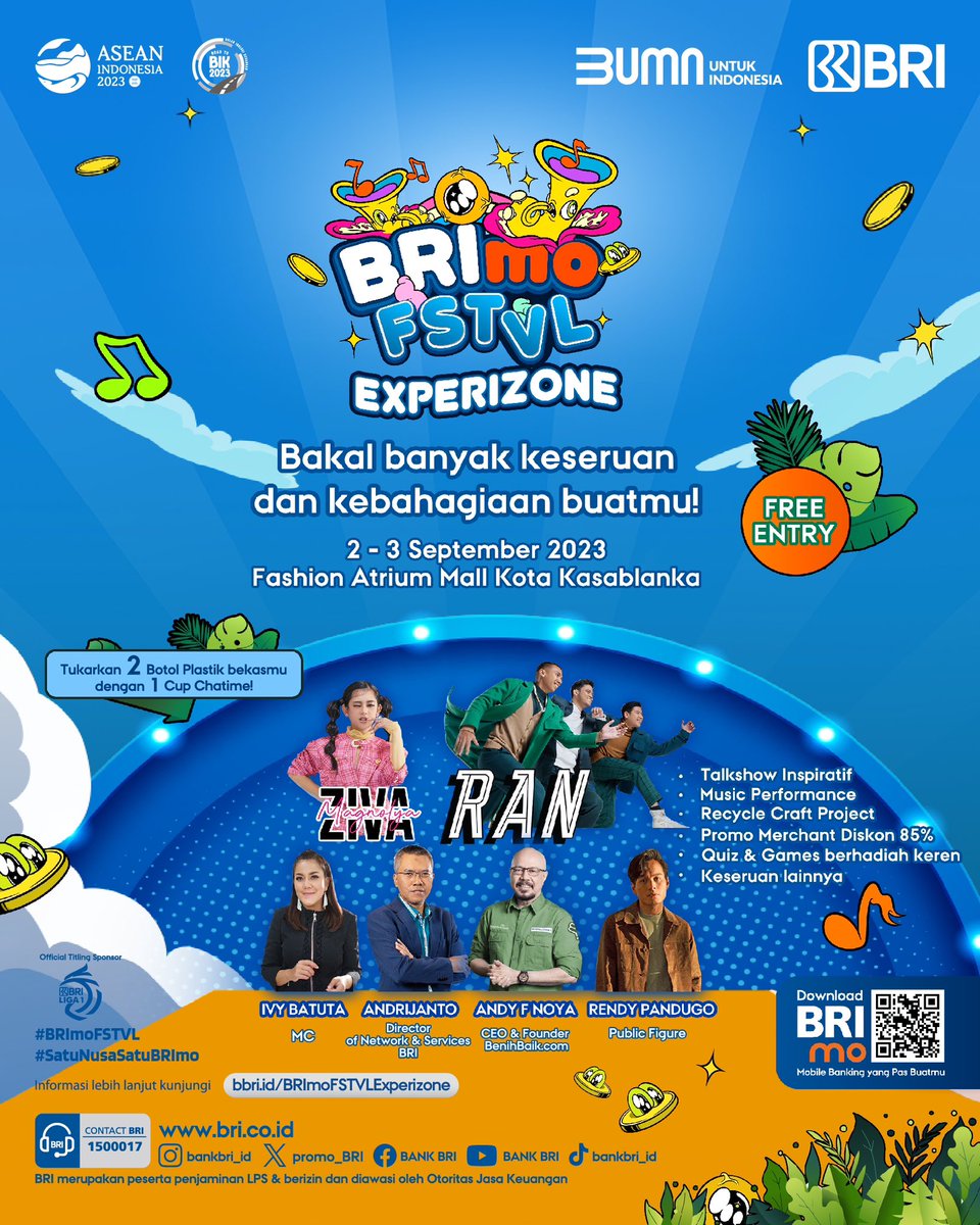 txtdrjkt's tweet photo. Jakss, siapa yg weekendnya bingung mau kemana? Semarak BRImo FSTVL masih berlangsung nih! Yok ketemu mimin di BRImo FSTVL Experizone 🥳

Acara ini akan berlangsung di Fashion Atrium Kota Kasablanka, dan banyak acara seperti talkshow inspiratif, music performances yang wow dari @zivamagnolya dan @ranforyourlife, ada promo menarik dan berbagai keseruan lainnya dari BRImo lho✨️

Info lebih lanjut kunjungi https://t.co/KWtzPsnuFo

Download BRImo sekarang di App Store, Google Play, dan Huawei AppGallery.
#BRI #BRImo #BRImoFSTVL #SemuaPakeBRImo #SatuNusaSatuBRImo