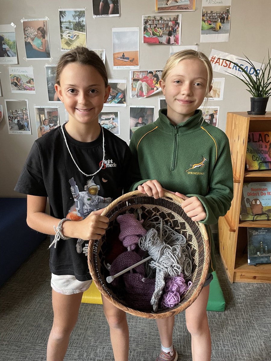 These #principled girls took it upon themselves to untangle the knitting basket. This activity is in the #library. Completed items are donated to orphanages. #takingaction #iblife #librarylife @AISLusaka @AISA_Schools