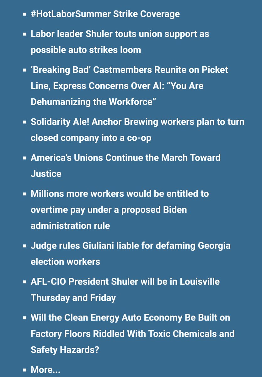 mattalley413's tweet photo. #BlueCollarWriter Labor News Update 8/31/2023:
https://t.co/6A0CcB7O1h
If you enjoy and support what we do, please consider donating to our #SummerOfSolidarity fundraiser: https://t.co/71HCqbGmIR
#1u #StrikeSummer #UnionStrong #UnionYes https://t.co/NmBaTXN1GW