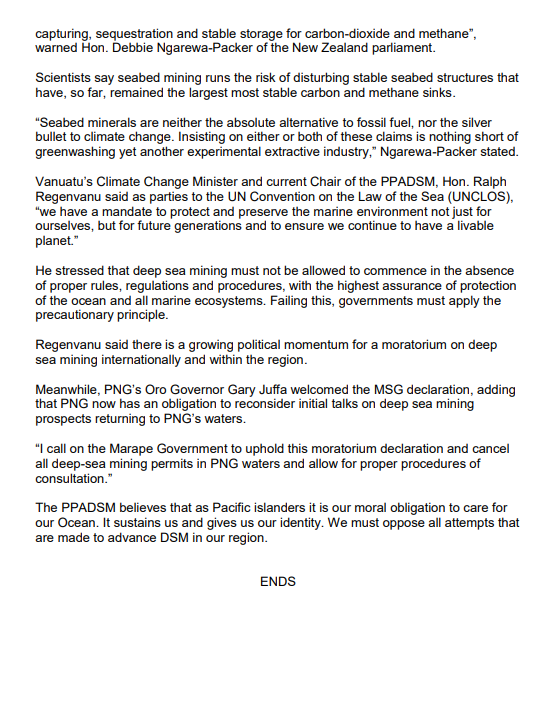pacblueline's tweet photo. 🔴MEDIA RELEASE
Pacific parliamentarians support Melanesian Leaders call for moratorium on deep sea mining in the Pacific
As Pacific islanders it is our moral obligation to care for our Ocean‼️
#StopOceanCrime #DoNoHarm #PacificBlueLine https://t.co/EkhH8wlHRd