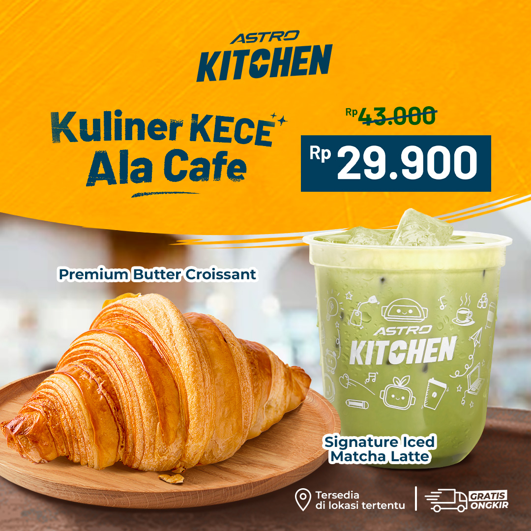astronauts_id's tweet photo. Apa aja pilihannya ngopinya tetep di Astro Kitchen dungsss..🤩

Apalagi hari ini ada promo Kuliner Kece Ala Cafe cuma bayar 29.9RB aja kamu bisa dapetin Croissant dan Matcha Latte! Murce banget gak sih?!🤑

Lesgo #JajanSatSet di sini. 👉https://t.co/fYoXkl7Izs https://t.co/jVj5HOPeLG