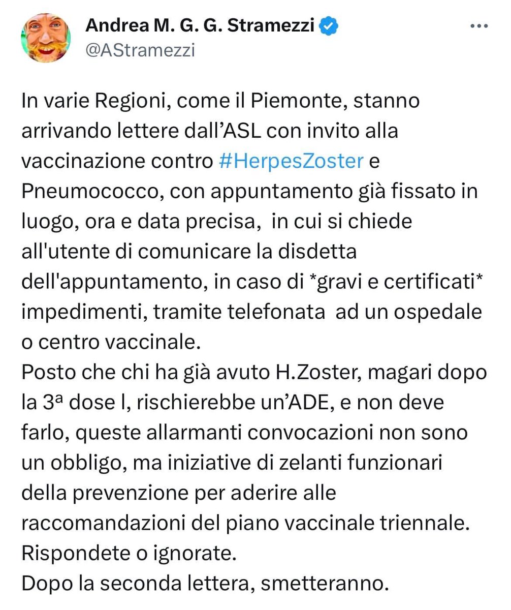pasqualemariob1's tweet photo. Post sempre più folli di baffogiallo. Un “medico” che consiglia di ignorare la prevenzione per #herpeszpster e #pneumococco. Sa il baffogiallo quanti morti e ricovero si evitano con la prevenzione?. @giusbrindisi @DrPaoloMezzana @AlanPanassiti https://t.co/bWZgAZ2a0n