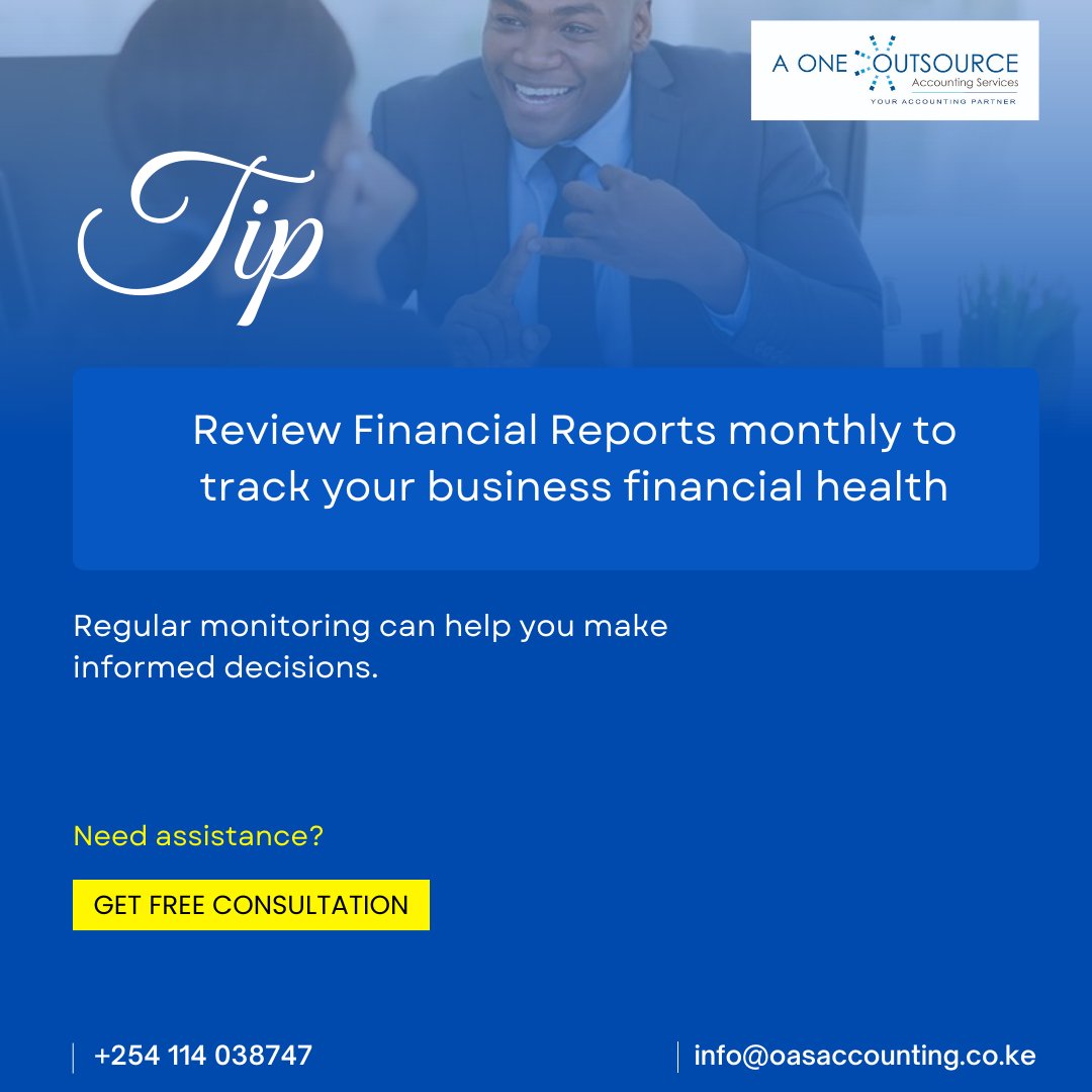 aone_ke's tweet photo. Ensure you do regular monitoring of your Financial Reports to track your business financial health ...
#aoneoas #financialadvice #accounting https://t.co/3VLxVom8K1