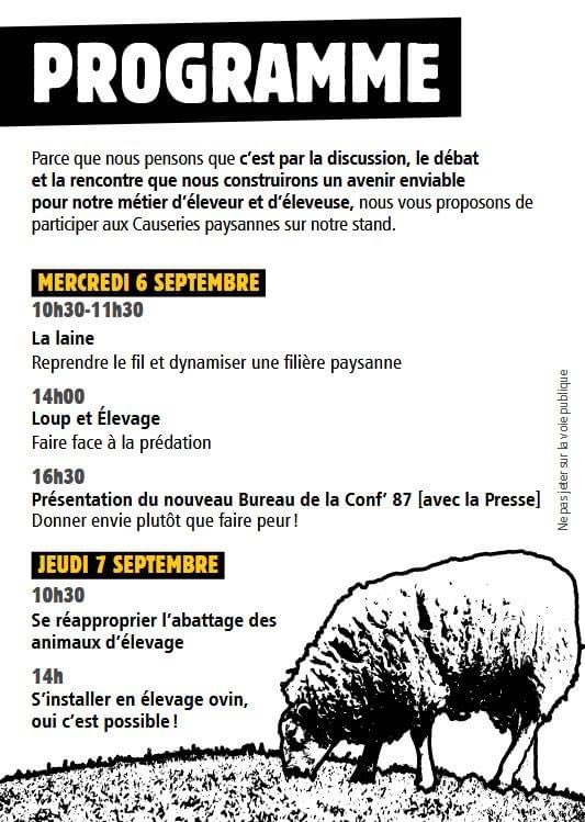 christian300658's tweet photo. Les Confédérations paysannes du Limousin seront présentes à #TechOvin, les 6 et 7 septembre prochains à #Bellac.
Retrouvez nous sur notre stand pour parler de d'élevage #ovin et du métier #eleveur et #eleveuse. https://t.co/Owre3MHTJ3