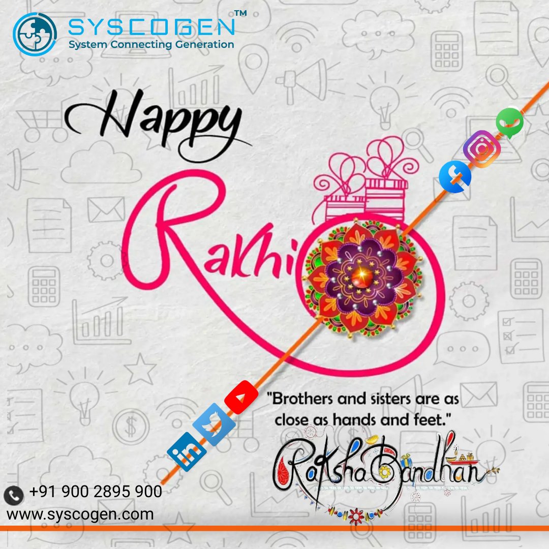 BIPLABSINGHA_DM's tweet image. Just as a brother promises to protect his sister, we, as a software company, promise to safeguard our client&apos;s interests and provide top-notch solutions. It&apos;s all about trust and reliability, just like the bond between siblings!

#RakshaBandhan #SyscogenFamily #syscogen