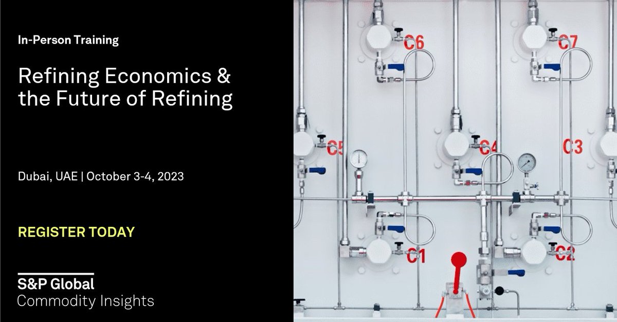 SPGEnergyOil's tweet photo. What does it mean to be a #refiner in today's changing landscape? Join this @SPGCI's course, gain a deep understanding of #RefiningOperations, #MarginOptimization, the key drivers behind the #EnergyTransition.
Invest in your #career. REGISTER TODAY: https://t.co/yaAeKRz4h1 https://t.co/LnzJJyYTUS