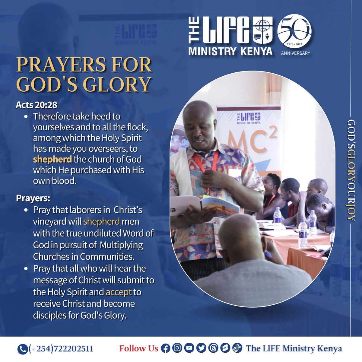 lmkenya's tweet photo. Acts 20:28 Therefore take heed to yourselves and to all the flock, among which the Holy Spirit has made you overseers, to shepherd the church of God which He purchased with His own blood.
#51daystogo
#celebrating50years
#50thanniversary
#GreatCommission
#GodsGloryOurJoy https://t.co/5axFhOShWh