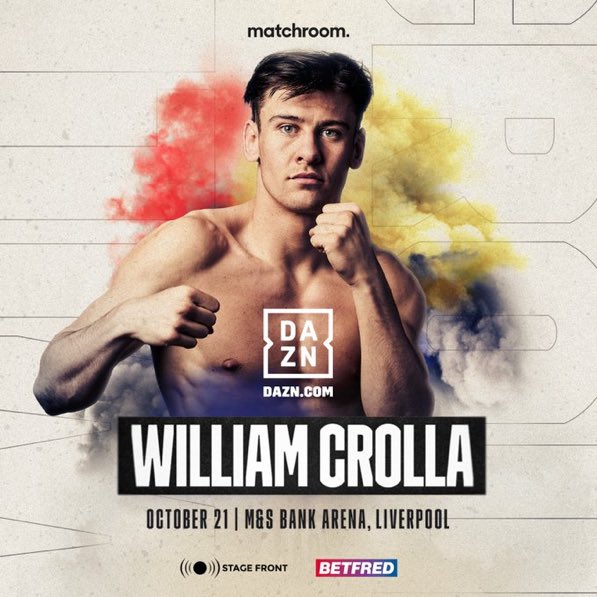 FreelanceFoz's tweet photo. .@williamcrolla to return to the ring on October 21 at @mandsbankarena in Liverpool, exclusively live on @daznboxing, as part of supporting cast to @jack_catt93's defence of @wbaboxing Inter-Continental super-lightweight title against @JorgeLinares. https://t.co/pzP8jBs5su