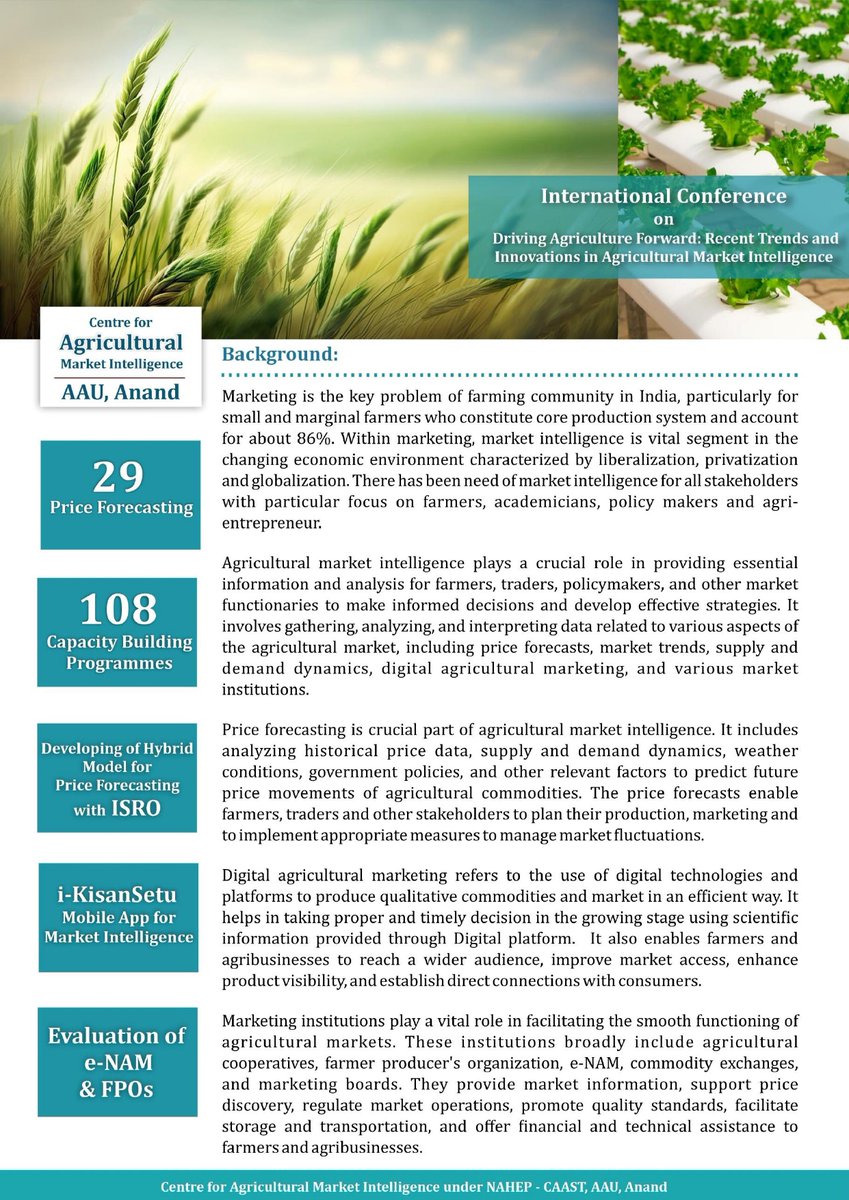 NahepCaast's tweet photo. International Conference on ''Driving Agriculture Forward: Recent Trends and Innovations in Agricultural Market Intelligence"

Registration Link National Participants : https://t.co/xL09FDN8Ci

Registration Link International Participants :
https://t.co/4wBmUrnBbZ https://t.co/qajkUYTJJK