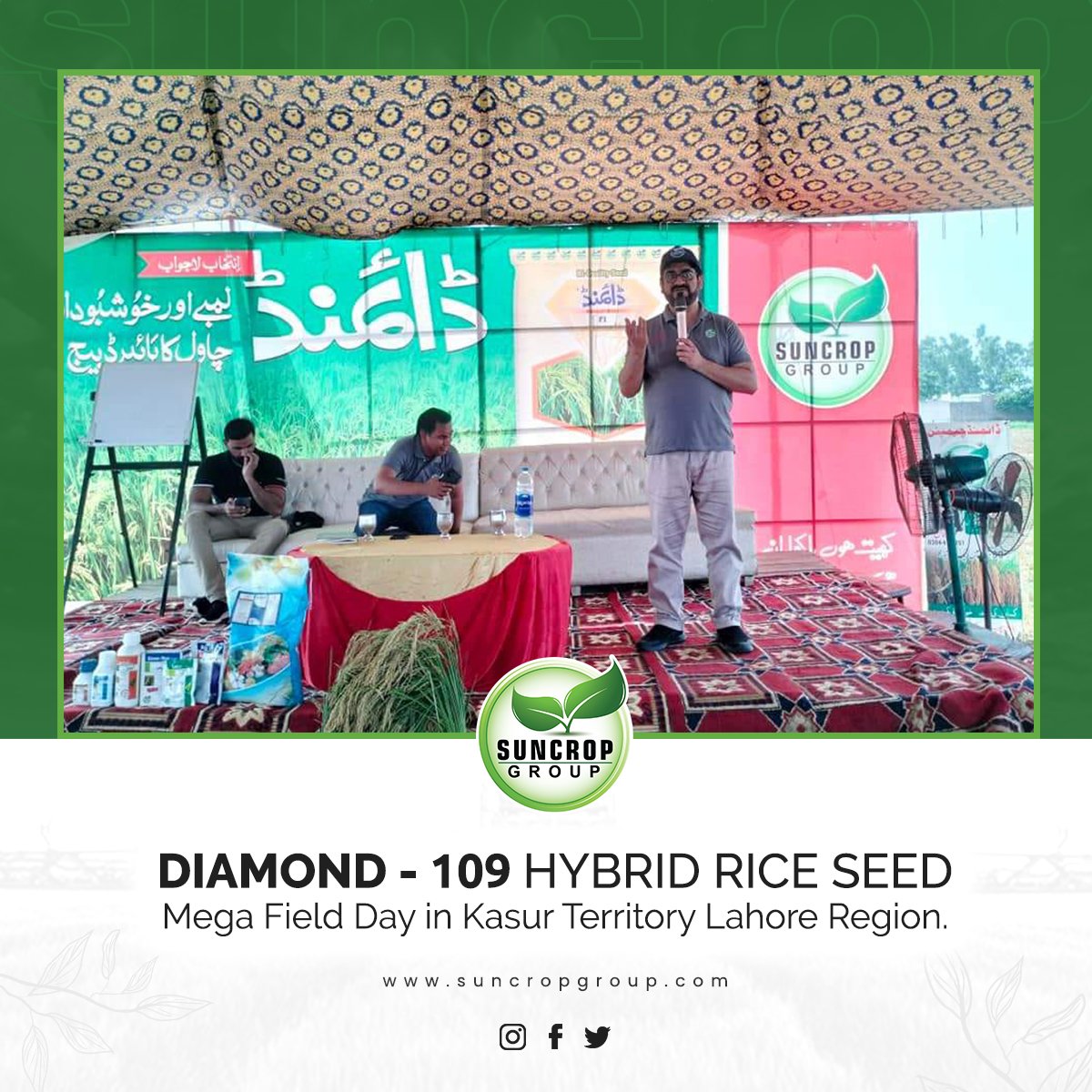 suncrop_group's tweet photo. Diamond - 109 Rice Hybrid seed harvesting field day in Kasur Territory Lahore Region. Excellent yield observed and farmers are highly satisfied.
#ricefield #farmers #highyeild #feildday #suncropgroup #agriculture https://t.co/t2CFxaA6j3
