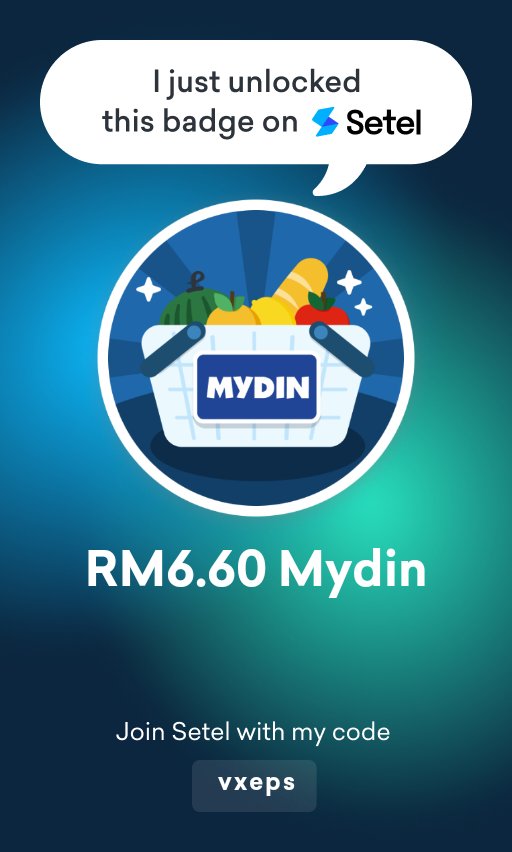 vincent_lms's tweet photo. Yay! I’ve unlocked this badge on Setel. Are you up for a challenge? Join me and be the next to unlock this badge on Setel.https://t.co/v9pu6gUOXU https://t.co/DsiA4t21S8