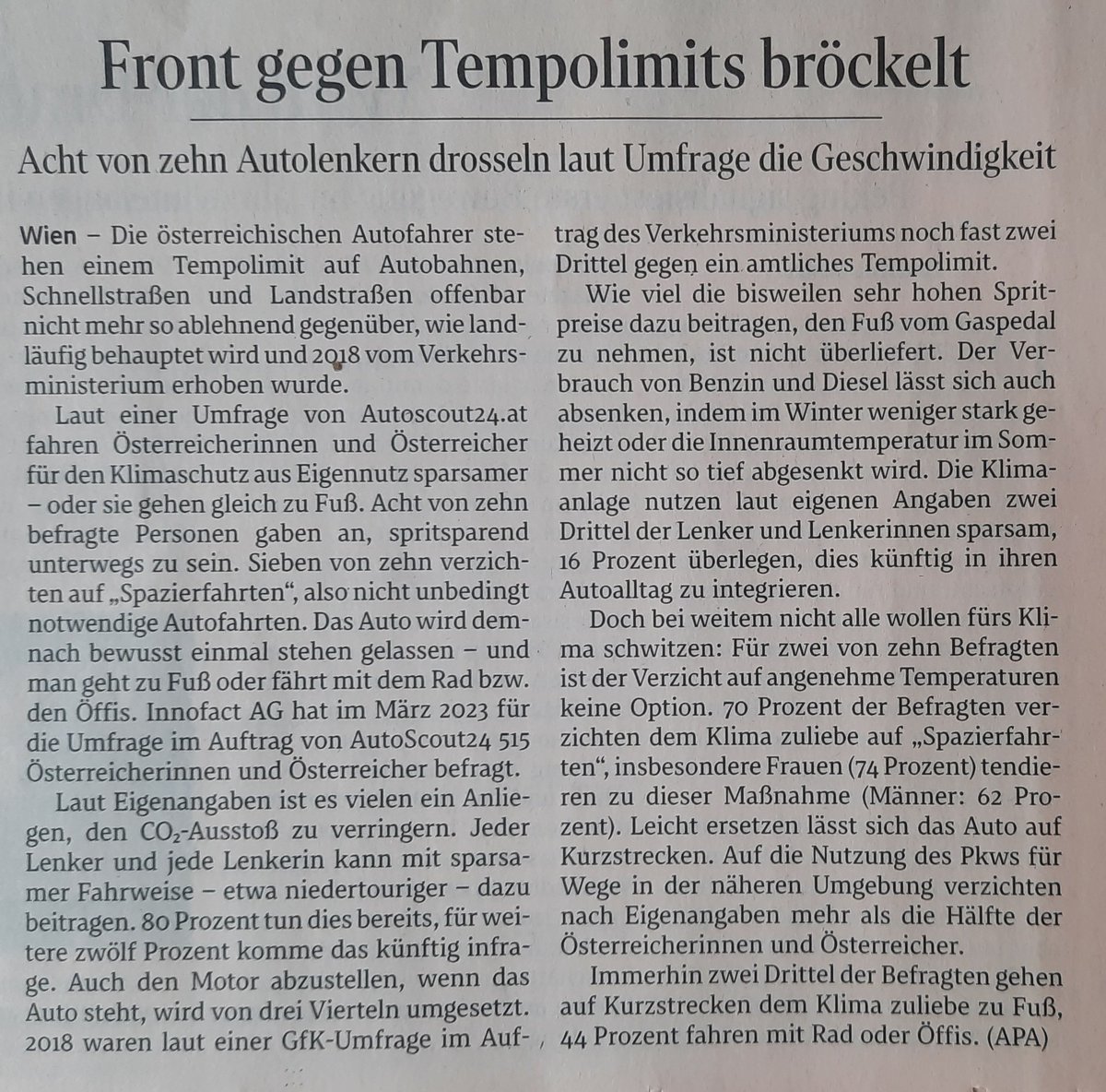Gute Nachricht, wenn Autofahrer für d Klimaschutz langsamer fahren, nicht notwendige Autofahrten unterlassen u stattdessen zu Fuß gehen u von manchen ogar die Klimaanlage sparsamer eingesetzt wird.  Viell. ermutigt das die Politik? <a href="/karlnehammer/">Karl Nehammer</a>