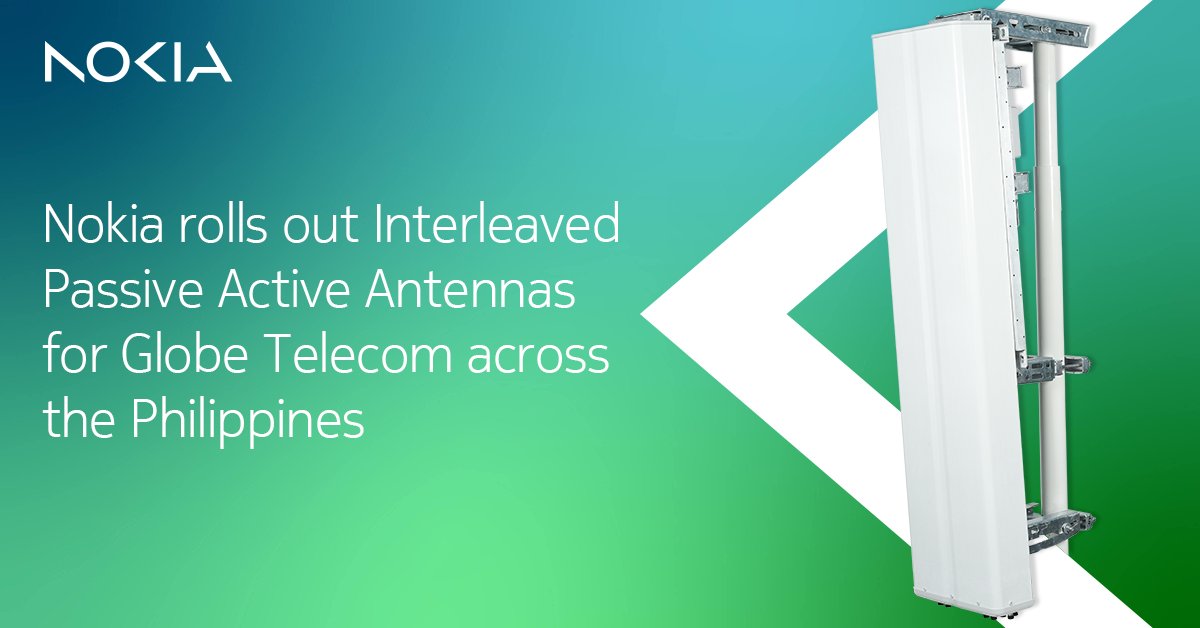 Our Interleaved Passive Active Antennas help Globe Telecom simplify and accelerate #4G and #5G rollouts. The compact, modular design takes less space, enabling faster site acquisition while also providing enhanced network #performance.

nokia.ly/44s4RhP