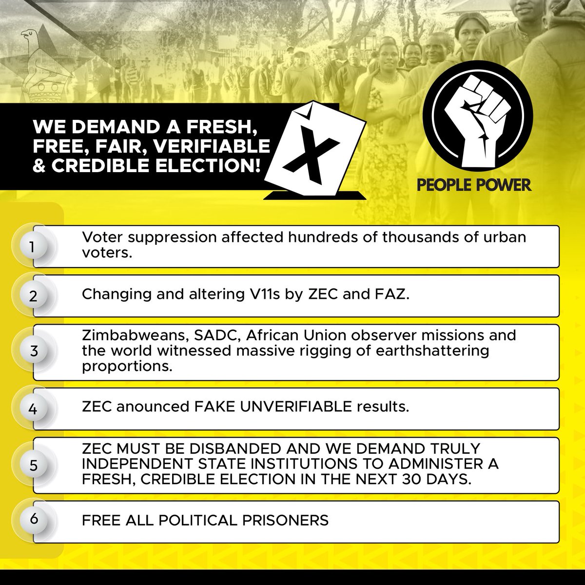 MakomboreroH's tweet photo. THIS IS A CALL FOR ACTION

BE THE RESISTANCE 

PLEASE REPOST

#FreshElectionsZW 
#ElectionsZW
#PeoplePower
#ZanuPfMustGo
#ZimDecides2023 
#ZimElections2023 
#ZimbabweDecides2023 https://t.co/jaUzNasuBq