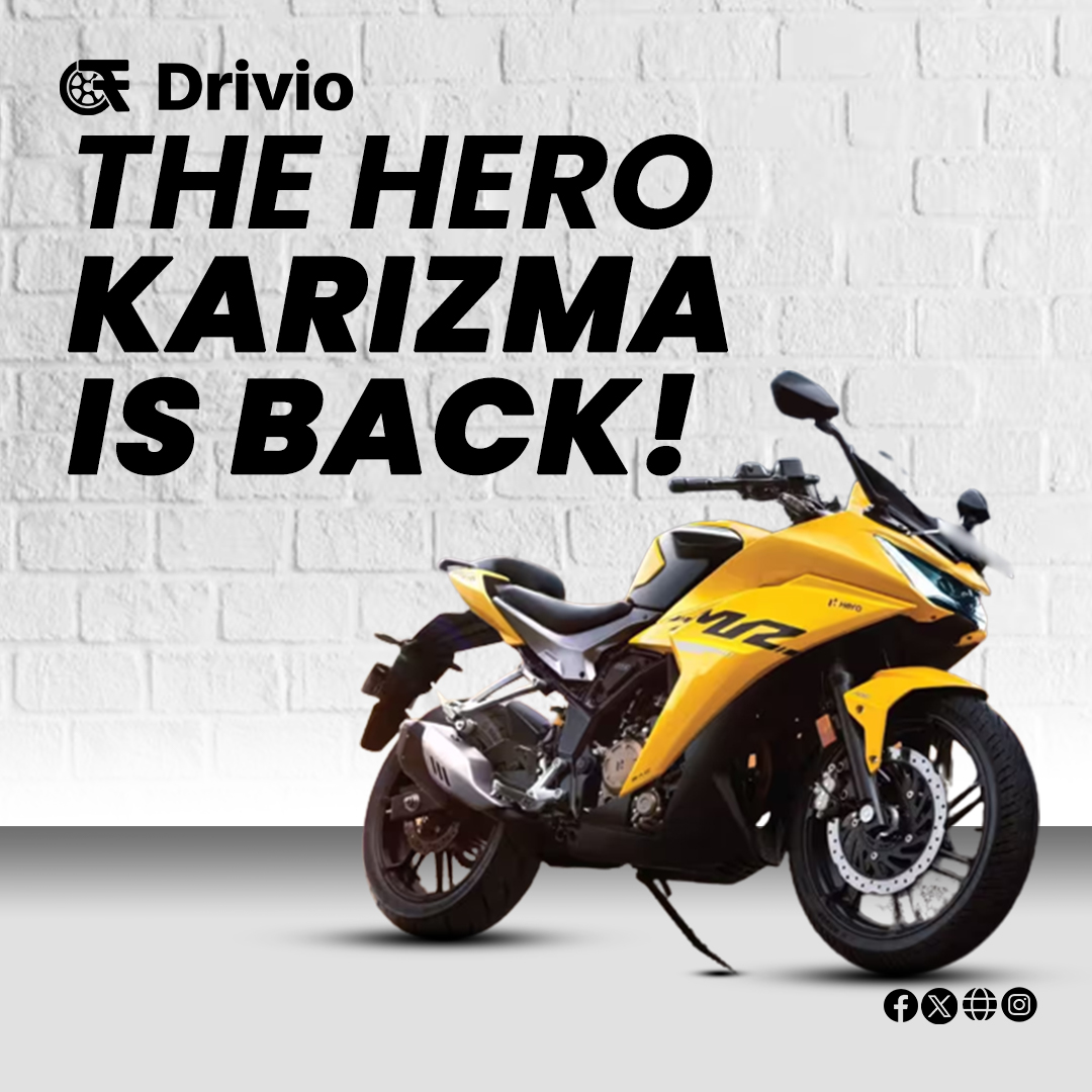 🏍️ The legend returns! Hero Karizma is back and it's time to embrace the road with unparalleled style.

Read more drivio.in/news/the-hero-…

#BikeLoversIndia #RideLifeIndia #TwoWheelerPassion #EasyBikeLoans #TwoWheelerFinance #BikeEMIPlans #AffordableBikeOwnership #drivio_official