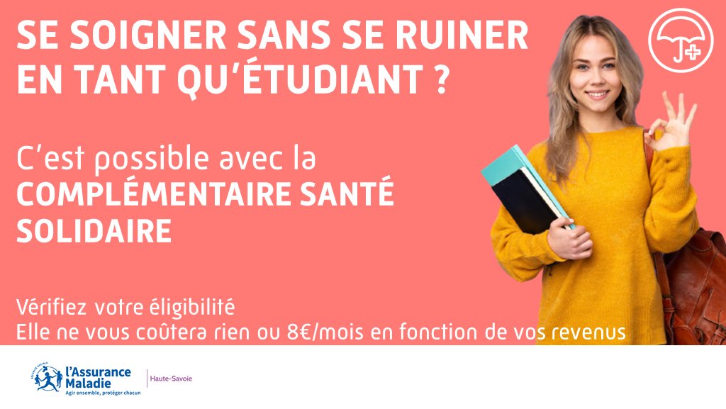 #Rentrée2023 |
En galère pour payer vos soins pendant vos études ? 

Pensez à la #ComplémentaireSantéSolidaire, la protection santé de ceux qui n'ont pas encore les moyens d'en avoir une.
Avec elle, plus rien à payer pour vos soins les plus coûteux🦷👓🦻🏽
🖱️bit.ly/3jiWN0T