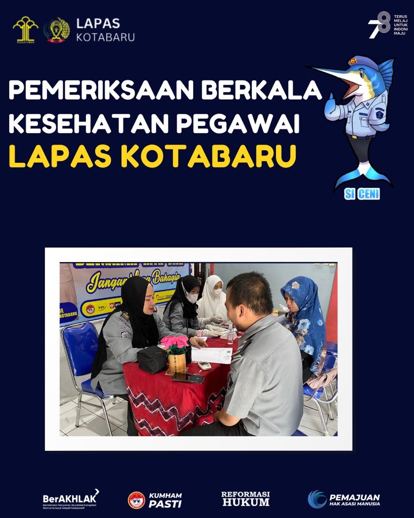 KotabaruLapas's tweet photo. Pemeriksaan Kesehatan Berkala Pegawai Lapas Kotabaru

@kumham_kalsel
#KumhamKalsel
#FaisolAli
Kanwil Kemdenkumham Kalsel
Faisol Ali https://t.co/oEhAX48njq