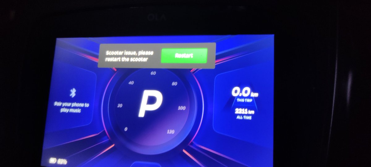 SumitP24dec90's tweet photo. @bhash @OlaElectric 

Hi facing an issue with my EV, as I am unable to start my EV, getting an error system issue needs to restart, after rebooting also getting the same error, since 10 days I'm unable to ride. Arrange a technician ASAP and fix this issue, 🙏 https://t.co/VZ0VrO9rQa