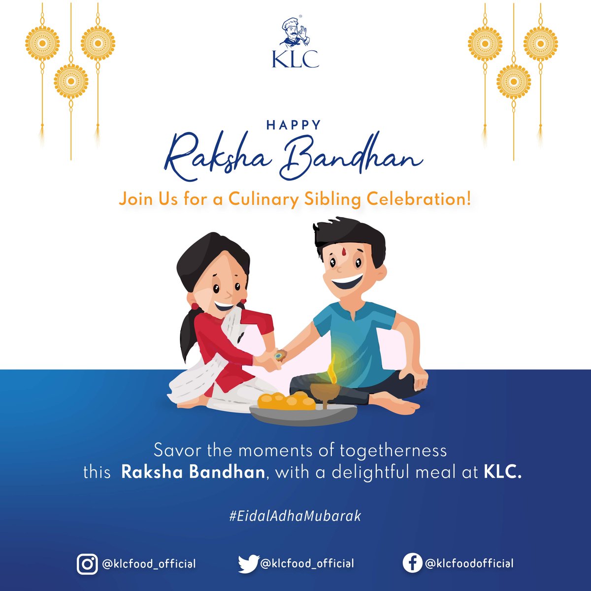 klc_official's tweet photo. 🎉 Celebrate this Raksha Bandhan with a Flavorful Bond! Join us at KLC  as we tie together love, laughter, and delectable delights. Happy Raksha Bandhan! 🥂🍽️
#HappyRakshaBandhan #RakshaBandhan2023 #RakshaBandhanAtKLC #RakshaBandhan #SavoringLoveAndFlavors https://t.co/6CkTBqz4nY