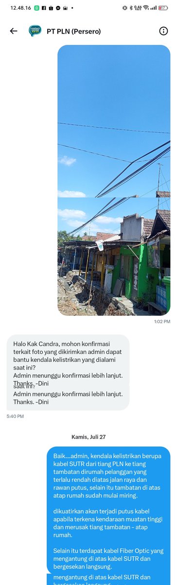 f_candrairawan's tweet photo. Dear @pln_123 , bulan lalu saya laporan dengan kondisi seperti foto , sudah dapat Tiket Gangguan...tapi ternyata sampai 4 minggu kemudian belum ada tindak lanjut. Cek di aplikasi PLN Mobile sudah selesai tanpa foto deksripsi. https://t.co/wKZSmnoLZ6