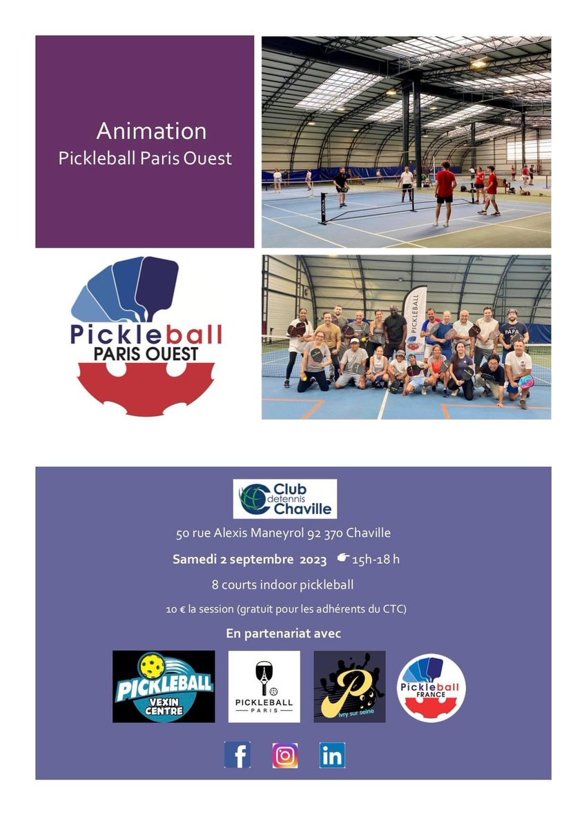 DOUPLAT's tweet photo. Ne manquez pas le rendez-vous de samedi prochain afin de tester le #pickleball ! Vous passerez peut-être à la #TV ! https://t.co/L7vPyHxN5n