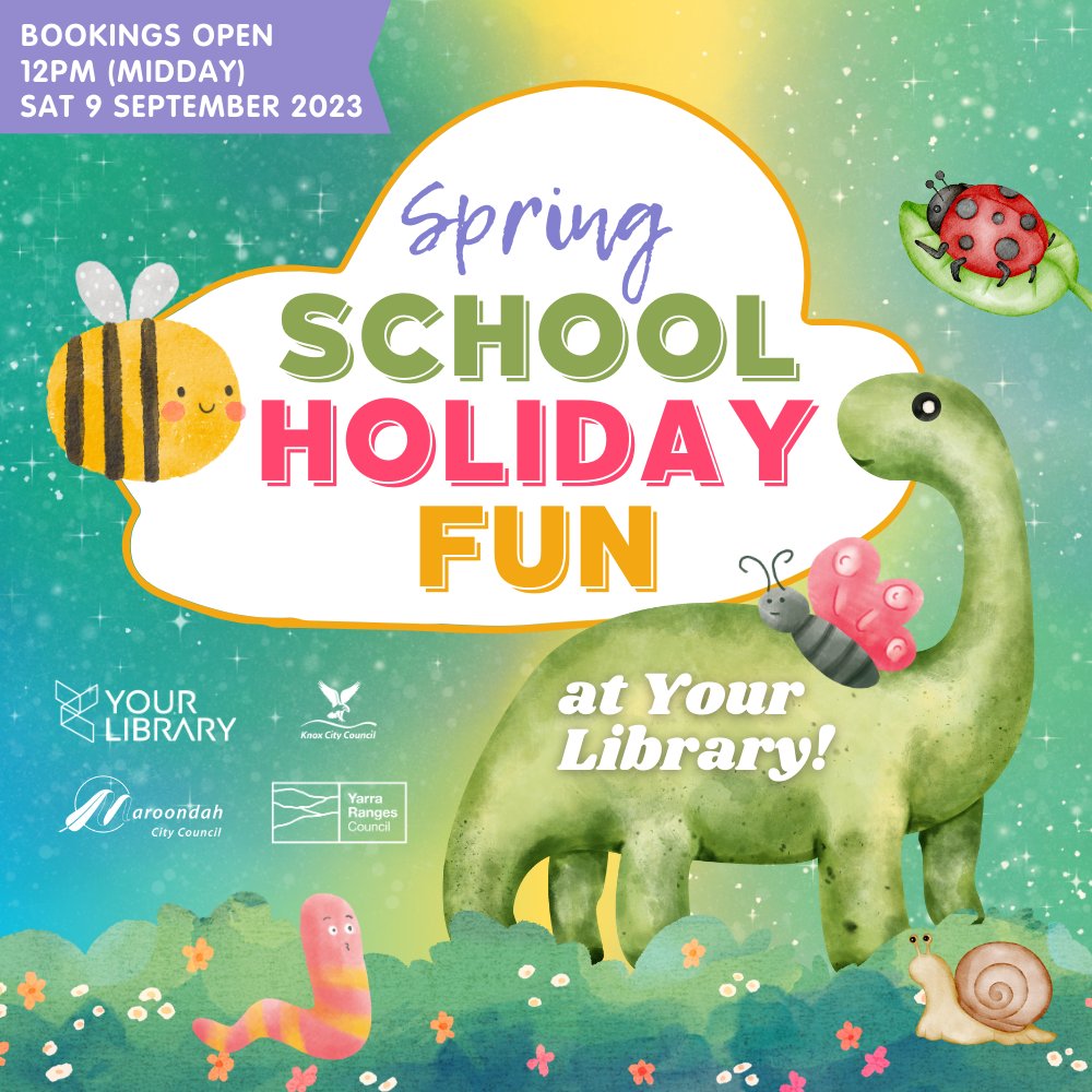 The Spring School Holiday Program is here! Explore a massive range of exciting activities for kids of all ages! Bookings open midday,  Saturday 9 September 2023. High demand activities fill quickly - book early to avoid disappointment! bit.ly/springshp