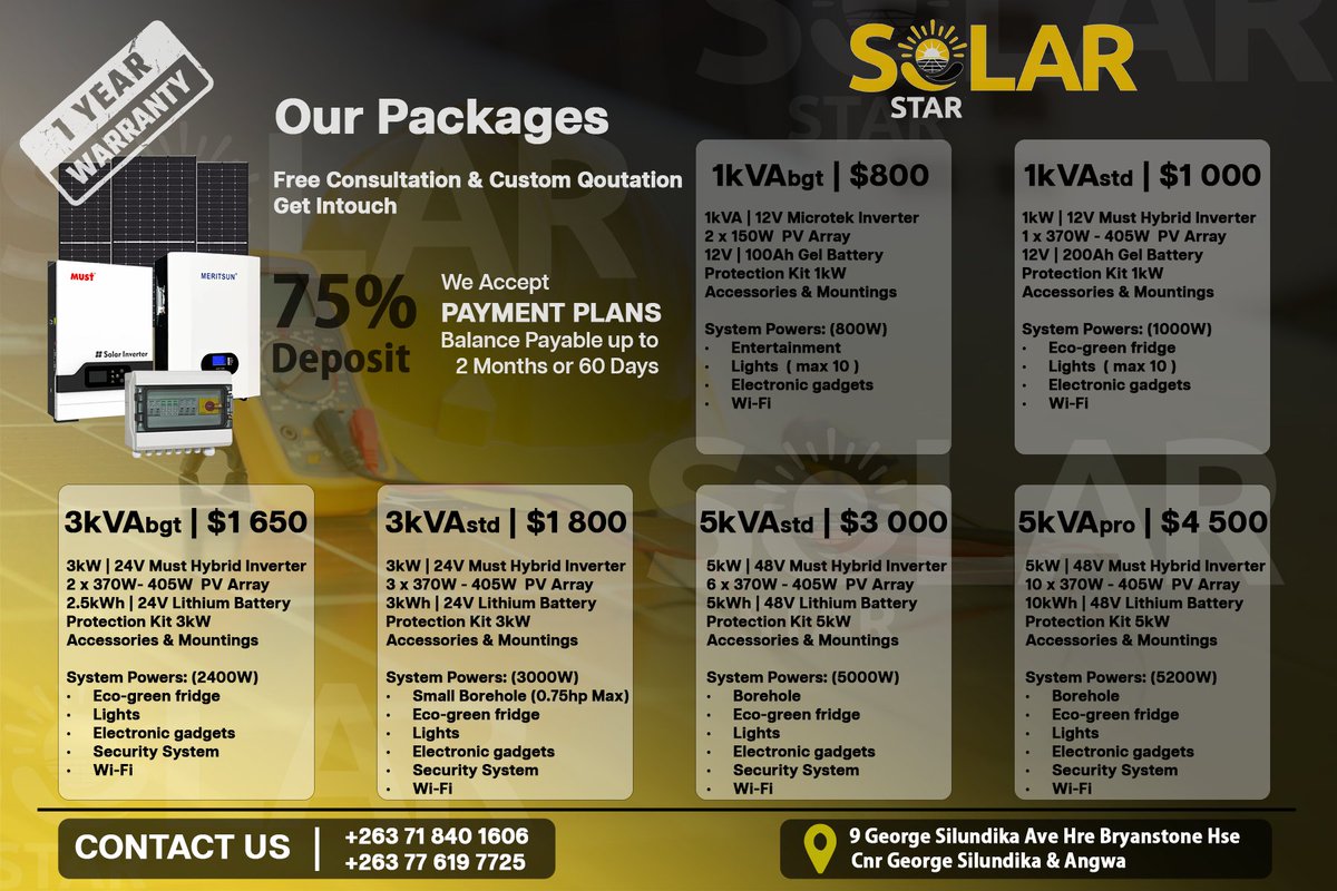me83480's tweet photo. Our pre-designed packages. Come in store for more or contact us for free quotations and electrical pre-services.
#GOGREEN
#SAYGOODBYETOLOADSHEDDING
#POWERINGTHENATION
#SOLARSTAR https://t.co/OzPcNHCnGE