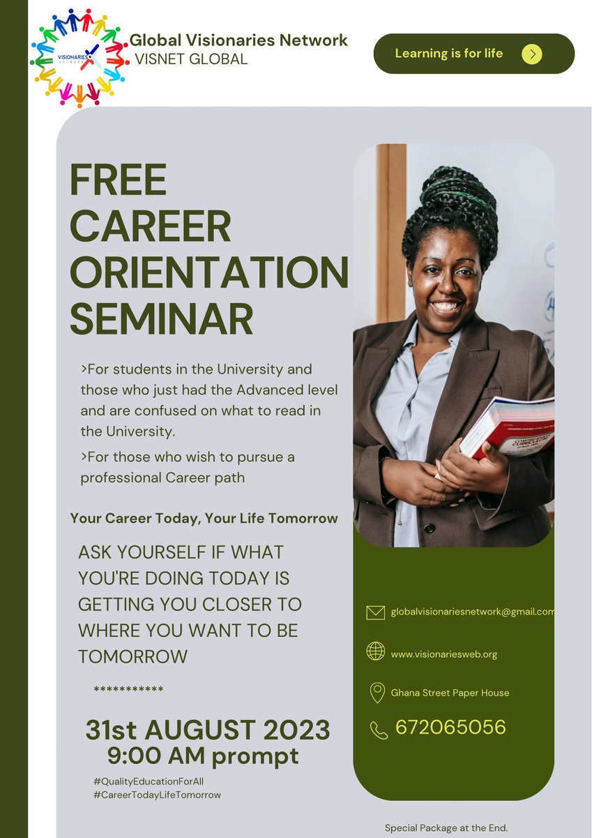 We will be Sharing important insights on how to choose a career path and what to add to your university studies to make you outstanding. #QualityEducation4All #SDG4 #CareerTodayLifeTomorrow <a href="/unicefcameroon/">UNICEF Cameroon</a> <a href="/unwomenafrica/">UN Women Africa</a> <a href="/unicefchief/">Catherine Russell</a> <a href="/MinesecCameroun/">MINESEC</a>