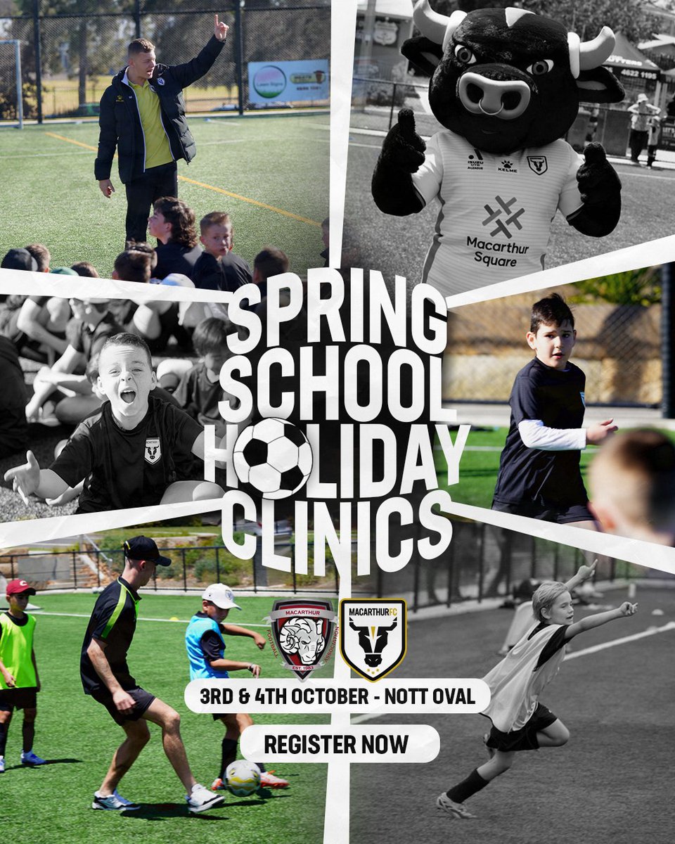 mfcbulls's tweet photo. School Holiday Clinics are back this spring, with the Bulls and Macarthur Football Association teaming up to deliver three days of fun for players aged five to 13. 

Book your spots today! https://t.co/luBS04z8RH

#WeAreTheBulls #UnitingTheSouthWest https://t.co/w9wFpM6Rvt