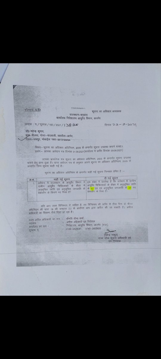 माननीय आयुष मंत्रीजी 4माह से हमारा संघर्ष चल रहा है कृपया आयुर्वेद AMO भर्ती के 787पदो को पुनःवर्गीकरण करें इसमें ग्रामीण कैडर के बैकलॉग SC42, ST24 को विलुप्त कर हमारे साथ अन्याय किया जारहा है उसे पुनर्जीवित करके इसी भर्ती मे जोड़ें<a href="/ashokgehlot51/">Ashok Gehlot</a> <a href="/RajCMO/">CMO Rajasthan</a> <a href="/drsubhashg/">Dr. Subhash Garg</a> <a href="/RahulGandhi/">Rahul Gandhi</a>