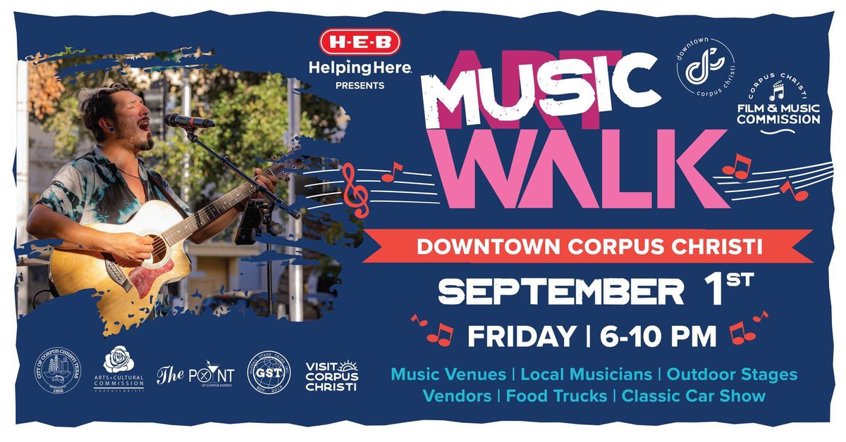 The Love Bombers will be playing the GTS stage (by Executive surf club) 9:30-10pm. #musicwalk @the_love_bombers_Tx #downtowncorpuschristi