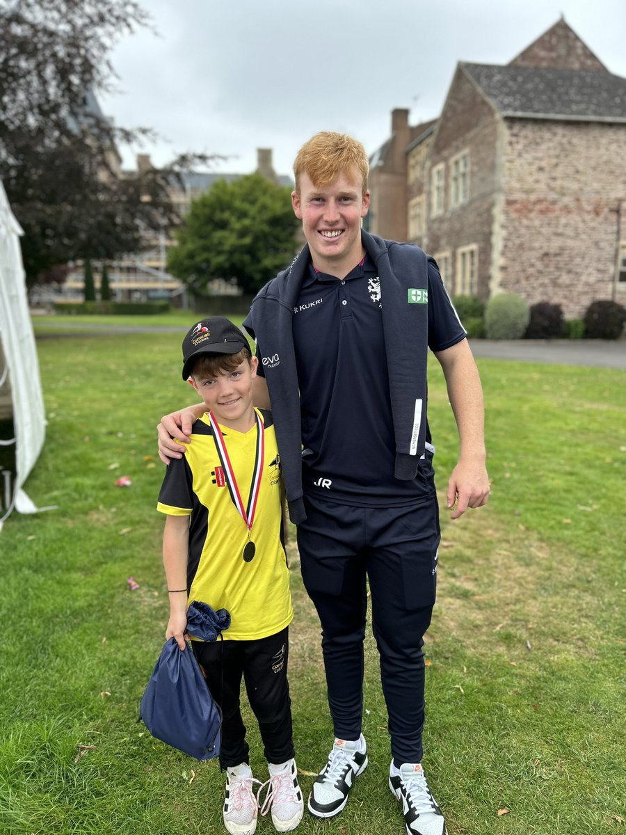 Alexa_b82's tweet photo. It’s been a Summer of Dreams for Archie after being selected for the @CornwallPathway U11s squad this year. Living and breathing cricket all summer and getting to meet a hero @jamesrew15 @graynics #futureiscricket #CricketNation https://t.co/M5grX2FfDq