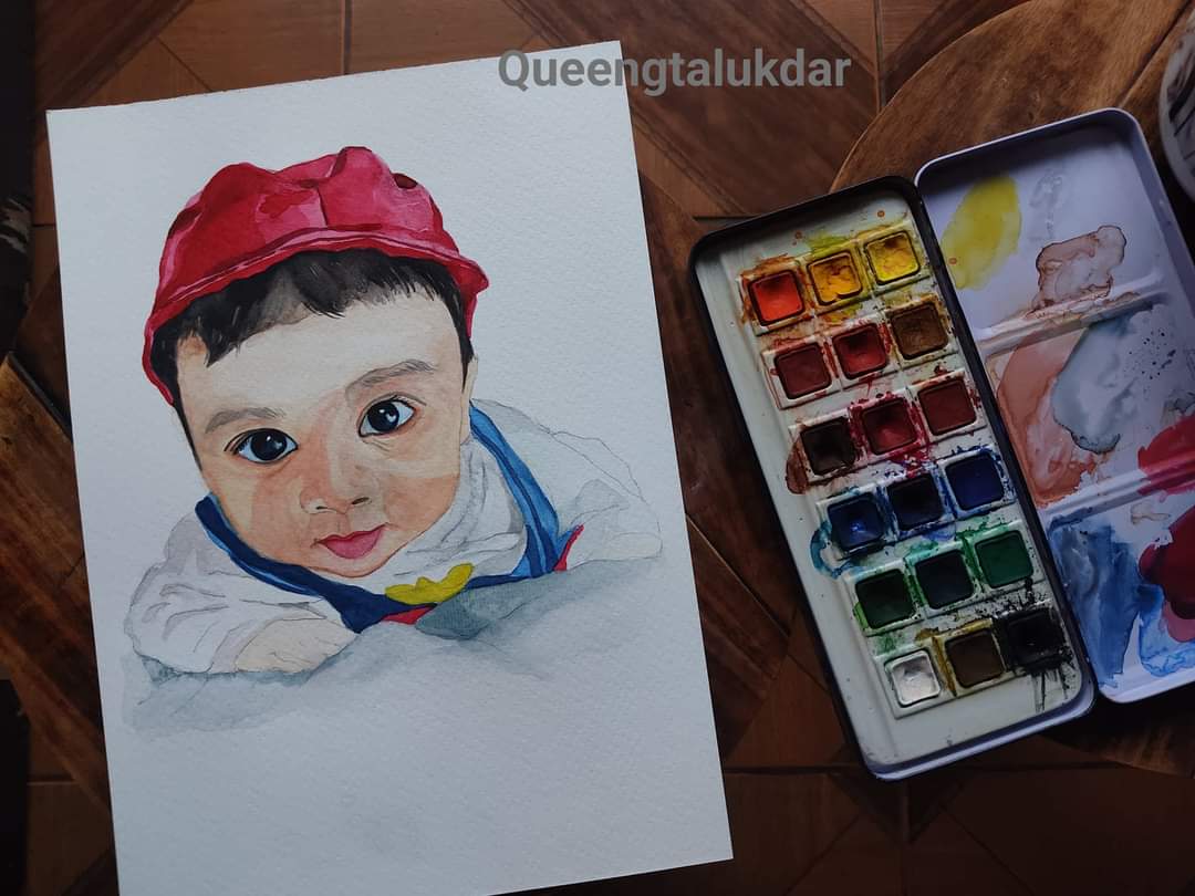 QueenGtalukdar2's tweet photo. Work in progress.... 
After so many long gap creating baby portrait again.... 
Watercolour on 300 gsm paper

#queengtalukdar https://t.co/bfAJ39T4KN