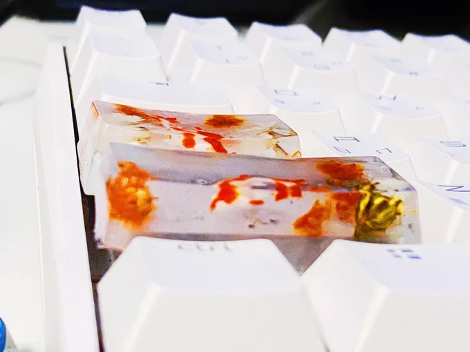 做出ㄌ自己覺得很漂亮也沒有跟外面工廠撞款式ㄉ鯉魚鍵帽⋯⋯失敗三千次終於做出一顆漂亮的鍵帽真的太快樂⋯⋯ 