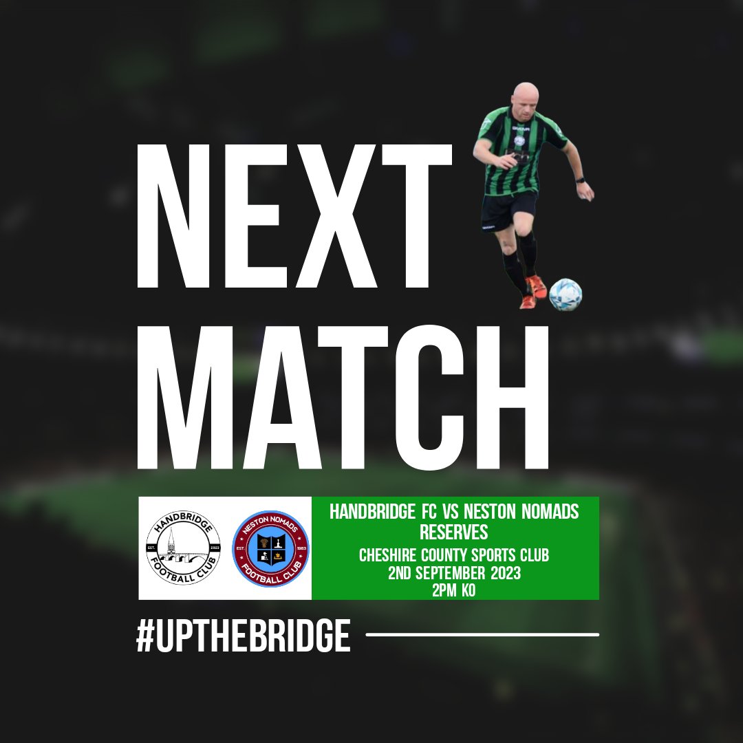 HandbridgeFC (@handbridgefc) on Twitter photo NEXT UP βοΈ β½οΈ
π CWFL Championship
ποΈ <a href="/NestonNomadsFC/">Neston Nomads FC</a> Reserves
π Saturday 2nd September 2023
π <a href="/CheshireThe/">The Cheshire</a>
π 14:00
#upthebridge NEXT UP βοΈ β½οΈ
π CWFL Championship
ποΈ <a href="/NestonNomadsFC/">Neston Nomads FC</a> Reserves
π Saturday 2nd September 2023
π <a href="/CheshireThe/">The Cheshire</a>
π 14:00
#upthebridge