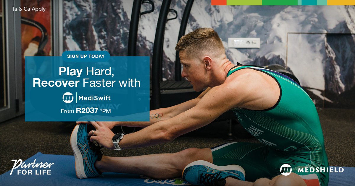 Elevate your athletic game with #Mediswift! More than just medical aid, it's top-tier coverage for an active lifestyle. Physio, biokinetics, & hospital care, all endorsed by champ @H_Schoeman. Don't wait, join now - medshield.co.za/contact/ #MedshieldSA #MedicalAid #sports