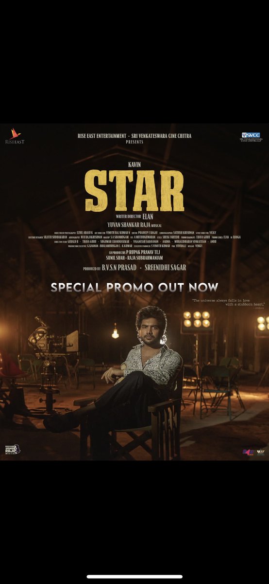 ViggnesshS's tweet photo. You are a #STAR ⭐
️
#STARMOVIE Special Promo is Out ! 
#HAPPYBIRTHDAYYUVAN Sir🌟🎶

▶️- https://t.co/bE8OzmagG4
#KAVIN #YUVAN #ELAN

@Kavin_m_0431 @elann_t @thisisysr @riseeastcre @SVCCofficial @Pentelasagar @BvsnP @Ezhil_DOP @PradeepERagav @Meevinn @sujith_karan @dancersatz https://t.co/aXdy3jIBjM