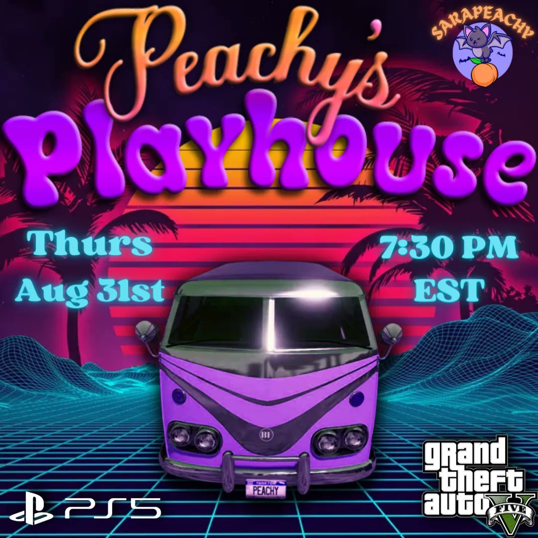 SaraPeachy's tweet photo. Hey GTA fam! I hope you'll join me for Peachy's Playhouse tonight. 🍑

Livestream on YT @ 7:30 pm EST, link in bio.

The event will feature a little something for everyone, including EZ/Medium stunts, hotrings, crash races, GP/Rally, hard stunts, parkours and more.

PS5 ONLY 🍑 https://t.co/eryZgwoshy