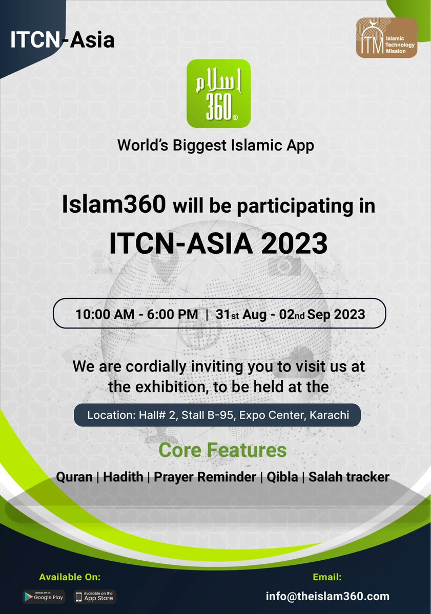 We look forward to meeting you at ITCN Asia 2023. 
Hall#2 Expo center Karachi. 
Are you Coming ? 

 #islam360 #itcnasia #itcn #itcnasia2023 #future #innovation #technology #excited #exhibition #expocenter #karachi #pakistan #ambsantechnologies #ITCNAsia2023 #ITCNAsia #PTA