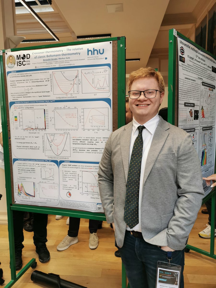 photoactive_Dus's tweet photo. Yesterday was an important day for us at the @icl2023. First, @MarkusSuta talked about non-radiative transitions and later @a_Gorengo and @Tom_Foerster_ presented their posters. Both were very busy during the whole session presenting their research to the luminescence community. https://t.co/ZmrDjOr0sU
