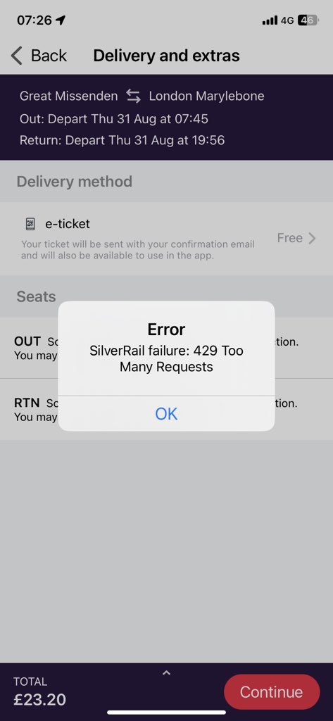 stubdoo's tweet photo. @chilternrailway is anyone else having major issues buying a ticket this morning. App and website both failing constantly https://t.co/g0RFKgf2rQ