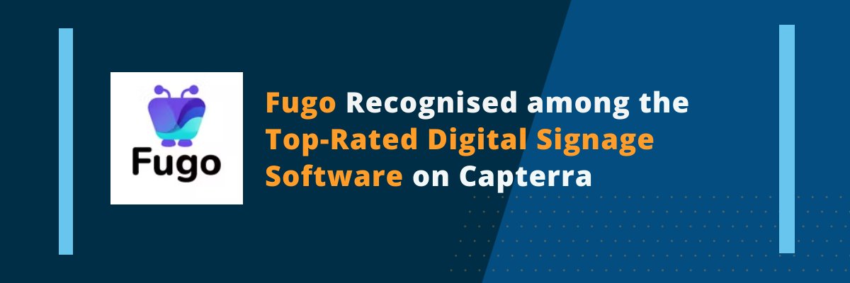 🏆 Fugo has been honored in @Capterra's 2023 Digital Signage Awards, solidifying our role as your trusted partner for unforgettable #digitalsignage experiences. Let's bring your ideas to life on screen! fugo.ai/blog/fugo-feat…