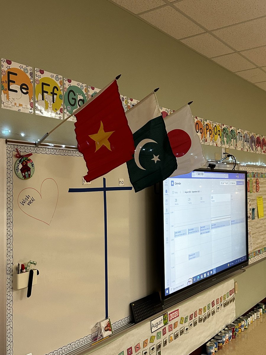 This year I have students from Vietnam, Pakistan, and Japan, so I asked admin if I could represent their flags in our classroom. I am so excited for my students to walk in and see them! #RepresentationMatters #prek #leadlikeapatriot #patriotots @jacktylerisd