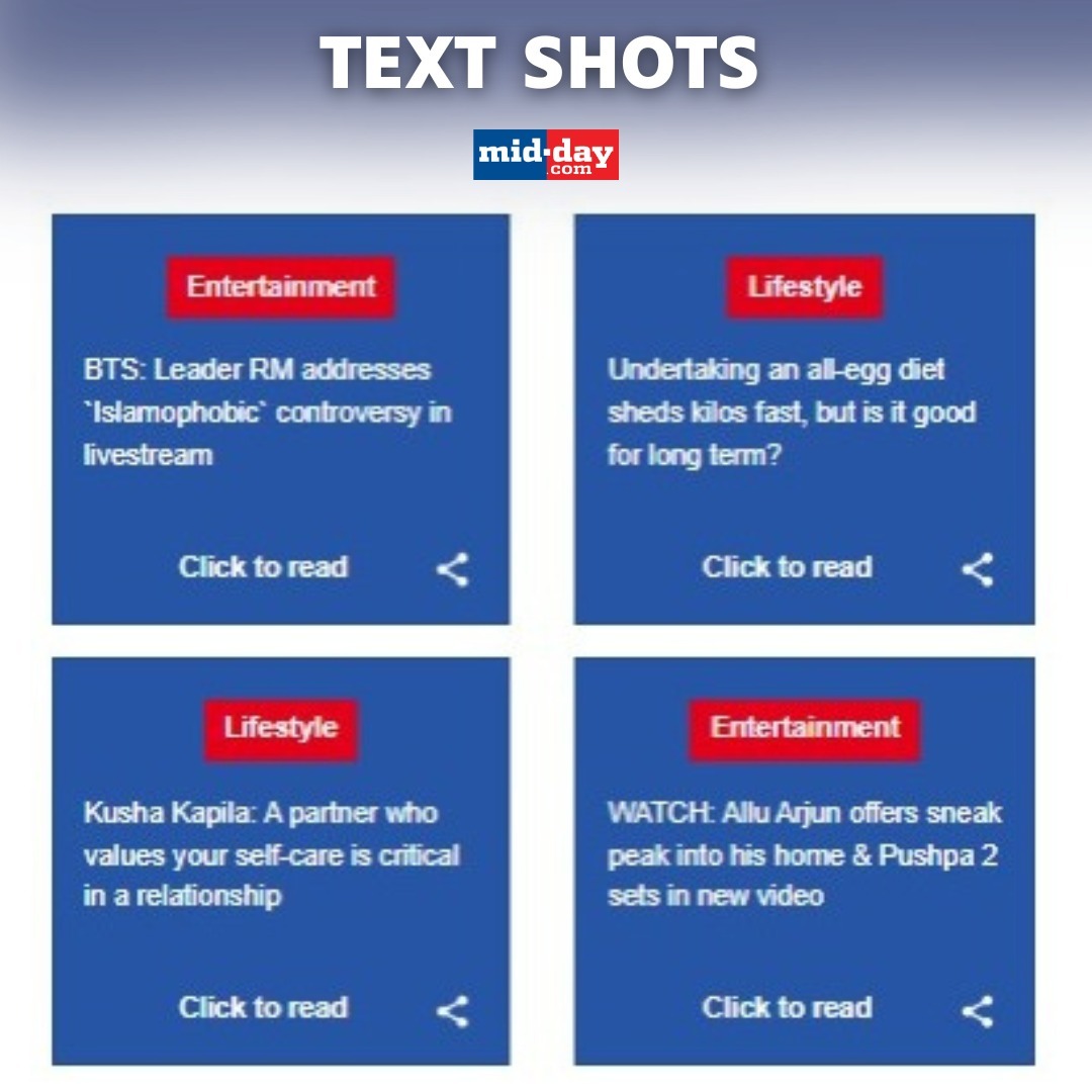 mid_day's tweet photo. Want your news in a nutshell? We’ve got just the thing for you! Introducing ‘Text Shots’, a nifty new section on the Mid-day website to give you your pick of headlines

Check out the brand-new Text Shots section here: https://t.co/xhAbKvfmwK

#News #MiddayNews #NewsInANutshell #NewSection #NewsInBrief