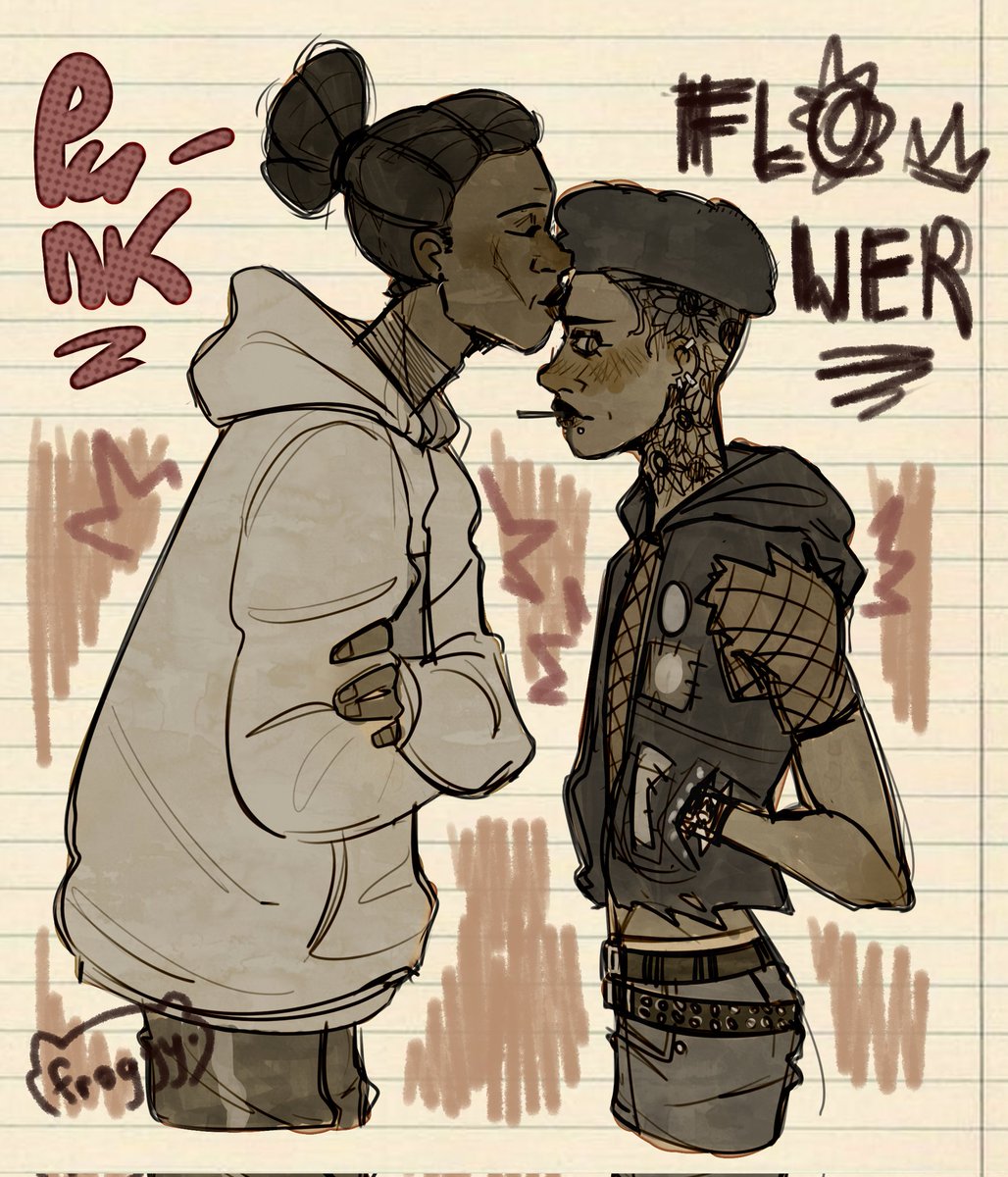 YEEEY IT'S FLOWERPUNK!! 

design @circusmantis (i promised to draw them yesterday, so here they are (-‿◦)) 

#PunkFlower #HobieBrown #MilesMorales #AcrossTheSpiderVerse