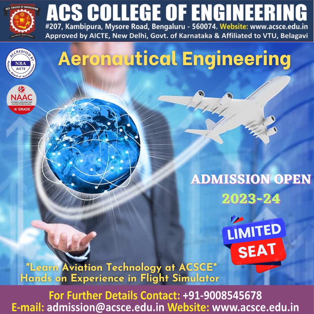 acscebangalore's tweet image. #Admissions_open2023_24
B.E and M.Tech Admissions 2023 ACS College of Engineering #ACSCE, a Premier Engineering College in Bangalore
* Specialized in Aerospace, #Aeronautical, and BioMedical Engineering Courses
Register now: acsce.edu.in/engineering-co…