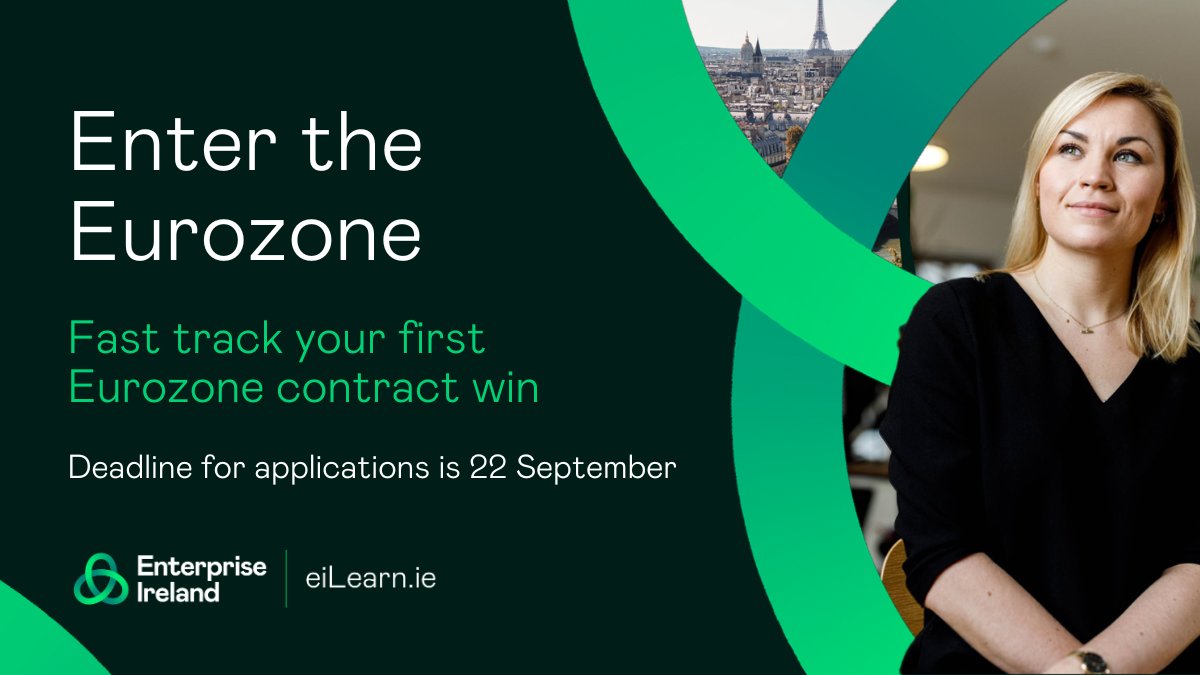 Entirl's tweet photo. The ‘Enter the Eurozone’ programme is now open for applications.

The award-winning programme provides ambitious Irish exporters with tailored market entry support and a strategic market entry plan to take advantage of Europe’s lucrative export market.

https://t.co/aPJ5ougeQG https://t.co/Nd71NdAS0A