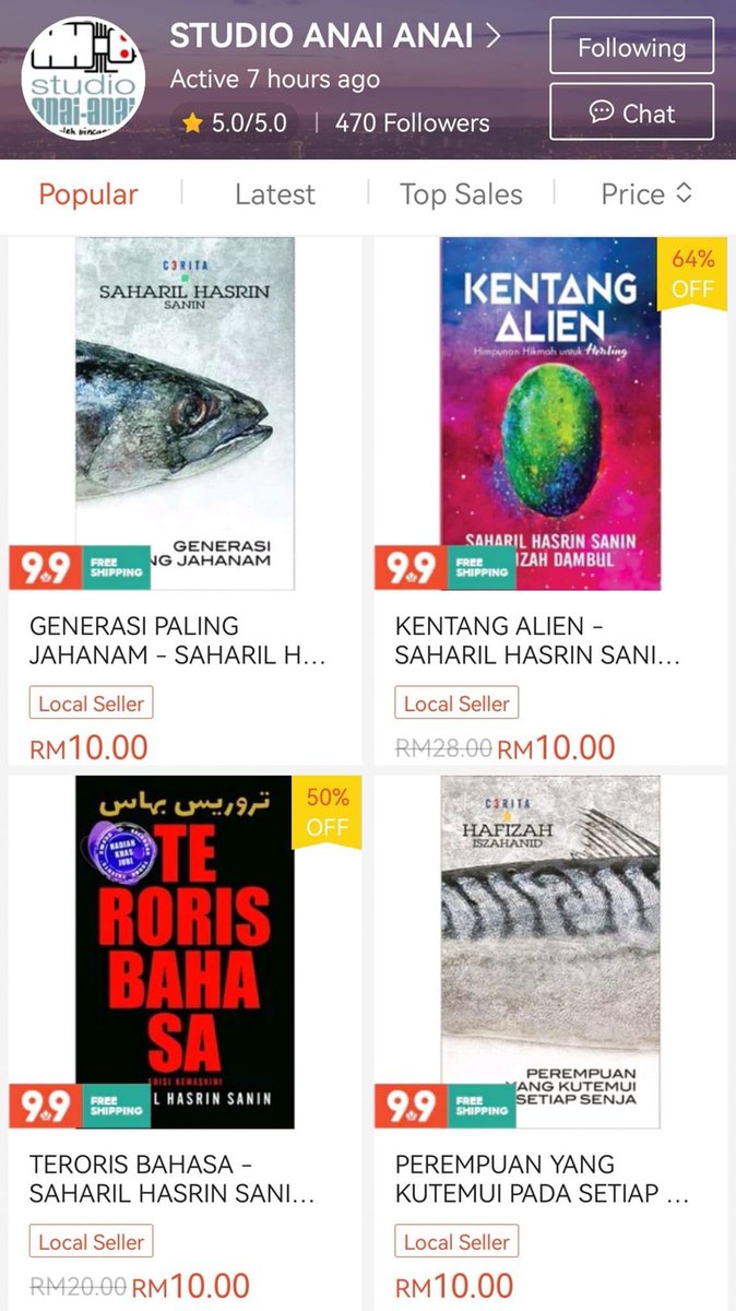 Penerbit <a href="/studioanaianai/">Studio Anai Anai</a> menjual semua buku terbitan mereka pada harga RM10 sempena Hari Kebangsaan harini. Penjimatan lebih 60% untuk buku baru saya bersama Dr Rem! 😱 Kalau belum dapatkan buku-buku ini, boleh dapatkan sekarang. Shipping pun Free. Selamat Hari Kebangsaan! 🇲🇾 🇲🇾