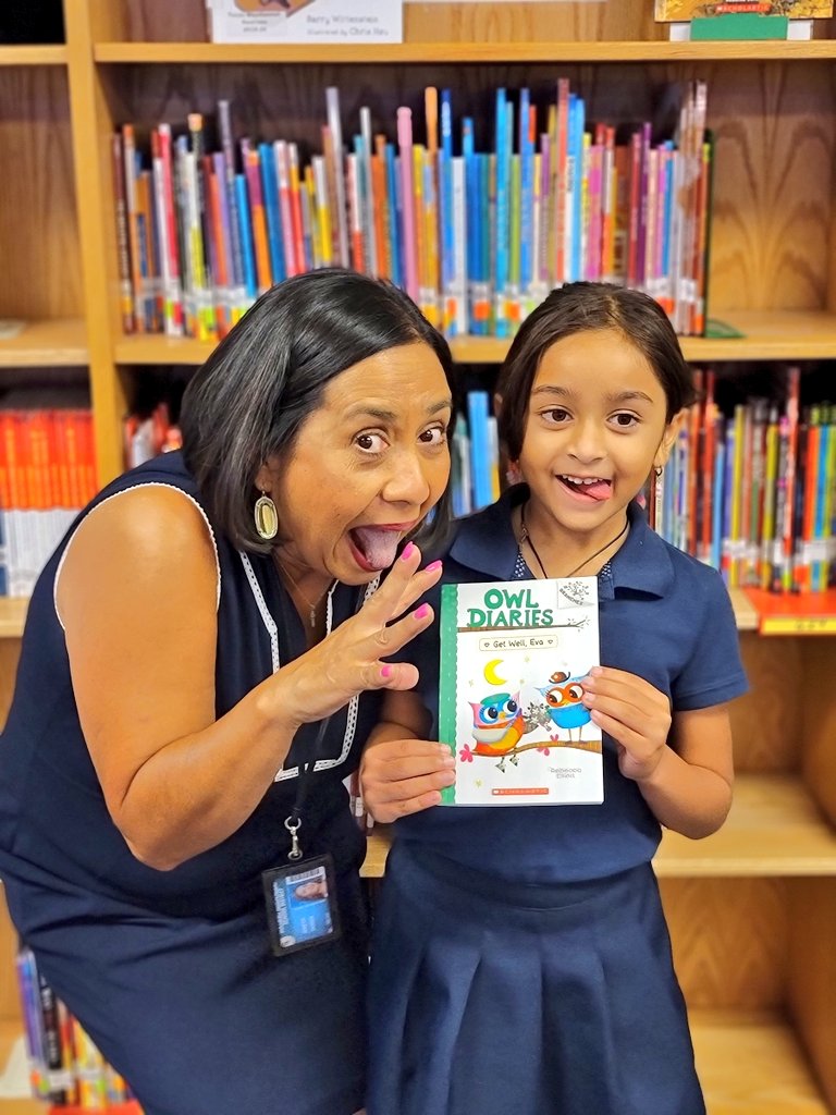 Who doesn't love the Owl Diaries? We had over 40 scholars join the book giveaway! This young lady was ready to start reading! Enjoy! #TeamSISD #GreatnessOnTheHorizon