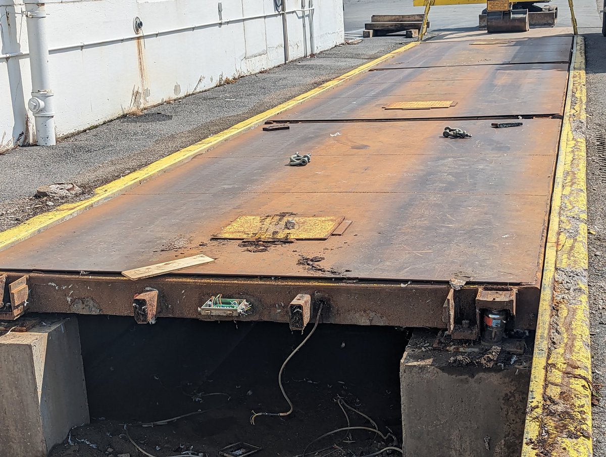 PortOswego's tweet photo. Port replacing one of our truck scales with a new-upgraded model. We are getting ready for the grain season where we will be scaling hundreds of grain trucks. #portoswego https://t.co/MoBhuJewPU
